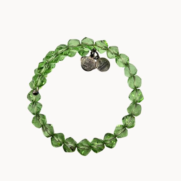 Alex & Ani Jewelry - Alex & Ani Infused + Energy Green Glass Beaded Wrap Style Charm Bracelet